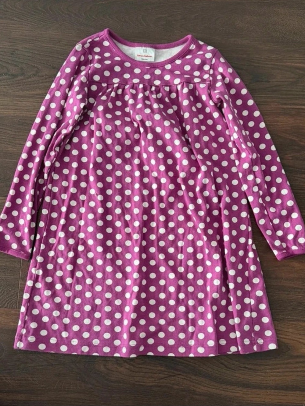 Hanna Andersson Girls Purple Polka Dot Long Sleeve Dress Size 130 / 8
